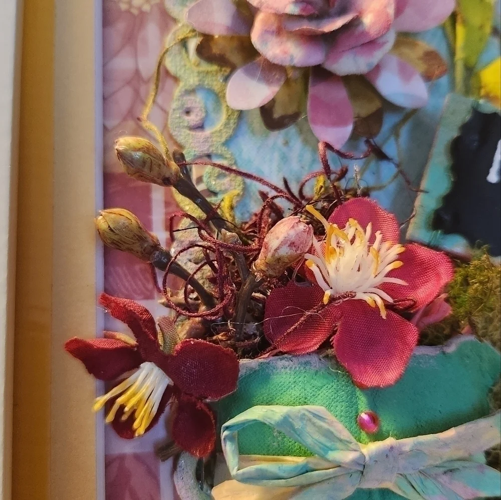 Handcrafted 3D Framed approx (7.5 x 9) GardenFloral Design.Home Decor or gift it